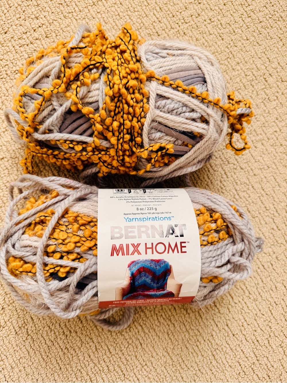 Mix BERNAT Home Decorative Yarn Bundle in Mustard & Gray